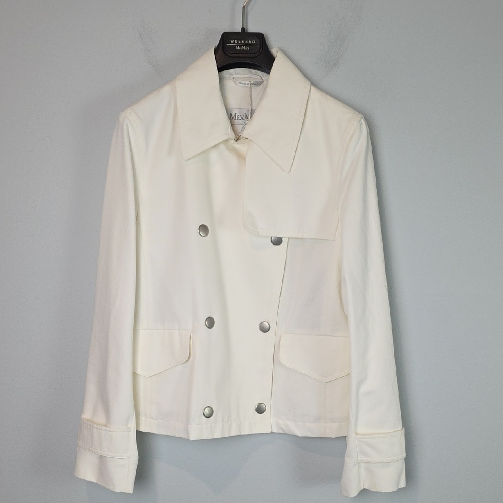 MaxMara Cream Double-Breasted Pea Coat